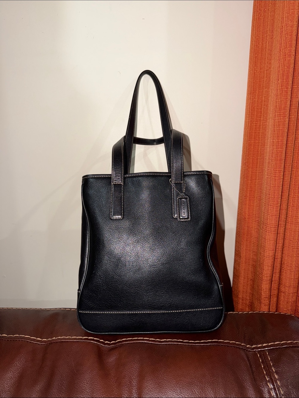‼️Vintage Coach Black Leather Hampton Tote Shoulder Bag - Picture 2 of 14